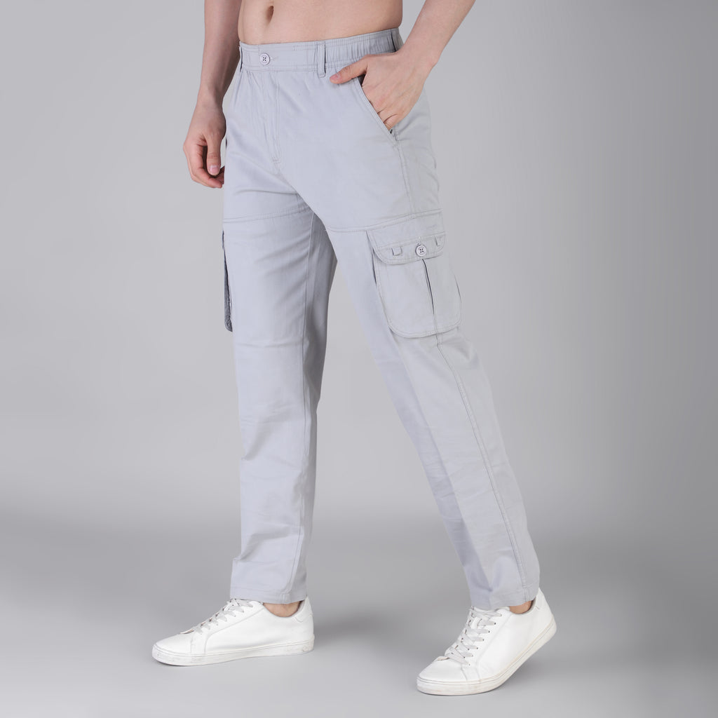 Men's Regular fit multiutility 100% cotton casual cargo trouser (SA19_pure cotton, Black,)
