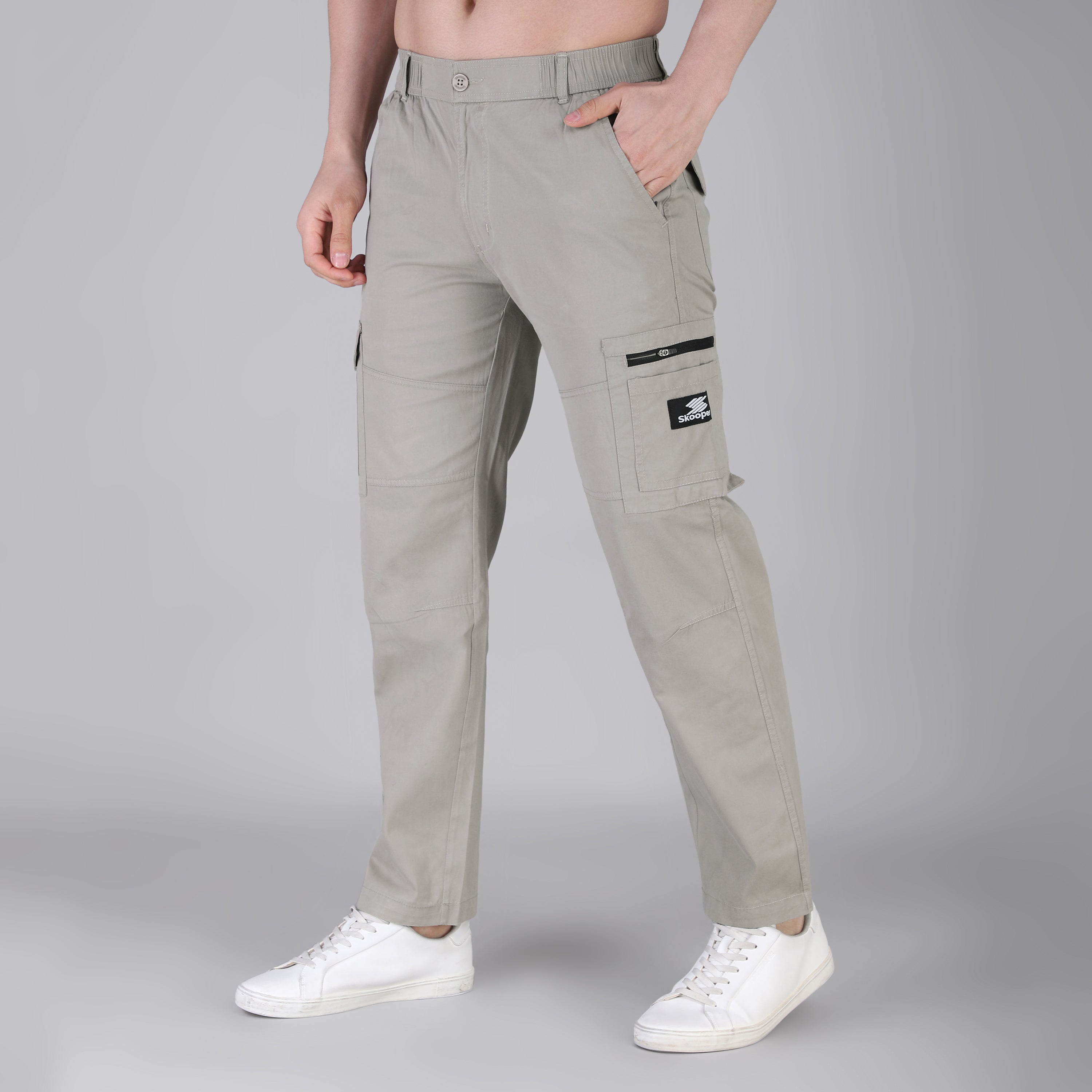 Men's Regular fit multiutility 100% cotton casual cargo trouser (SA30_pure cotton, Harbor)