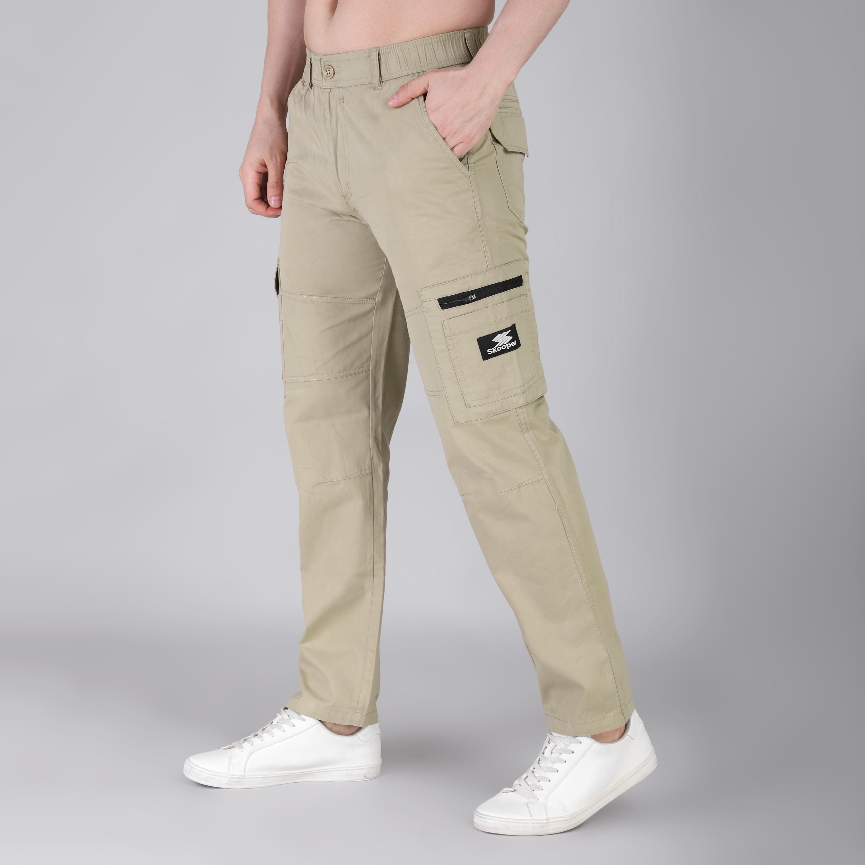 Men's Regular fit multiutility 100% cotton casual cargo trouser (SA30_pure cotton)