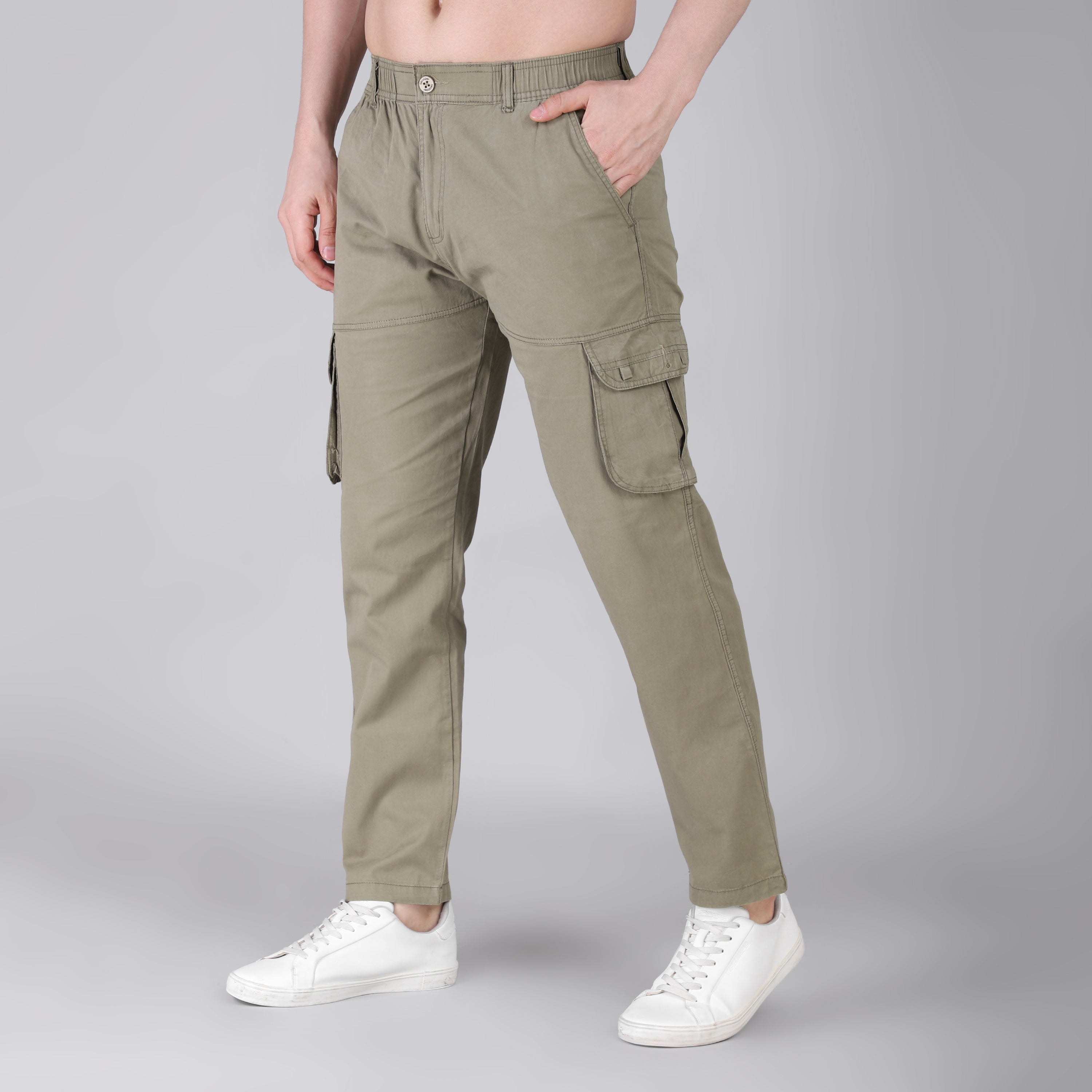 Men's Regular fit multiutility 100% cotton casual cargo trouser (SA19_pure cotton, Black,)
