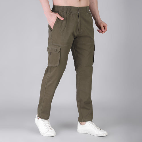 Men's Regular fit multiutility 100% cotton casual cargo trouser (SA19_pure cotton, Black,)