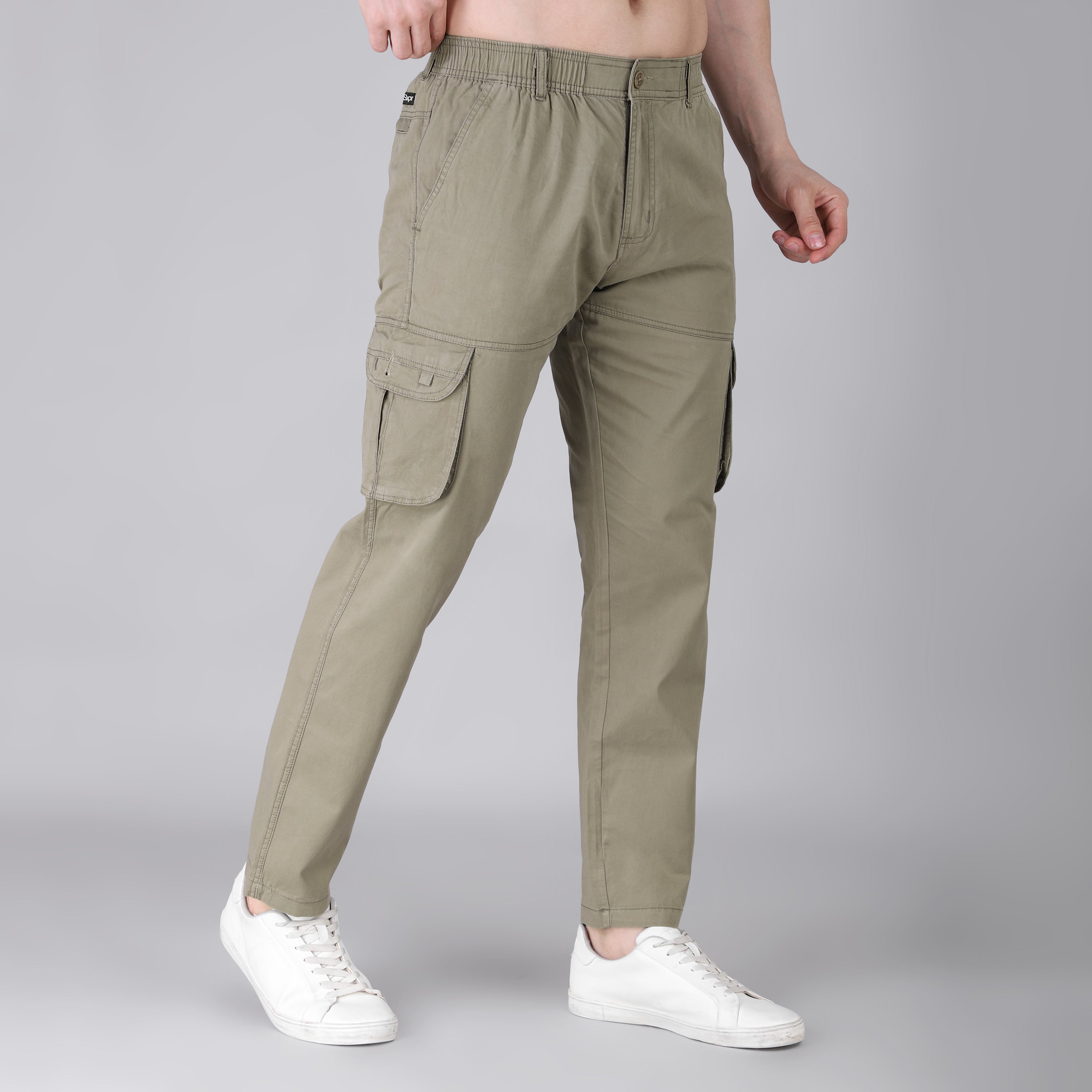 Men's Regular fit multiutility 100% cotton casual cargo trouser (SA19_pure cotton, Black,)