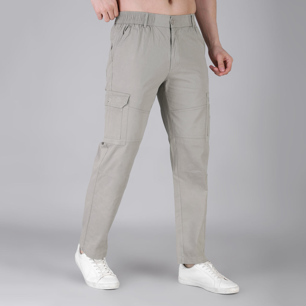 Men's Regular fit multiutility 100% cotton casual cargo trouser (SA30_pure cotton, Harbor)