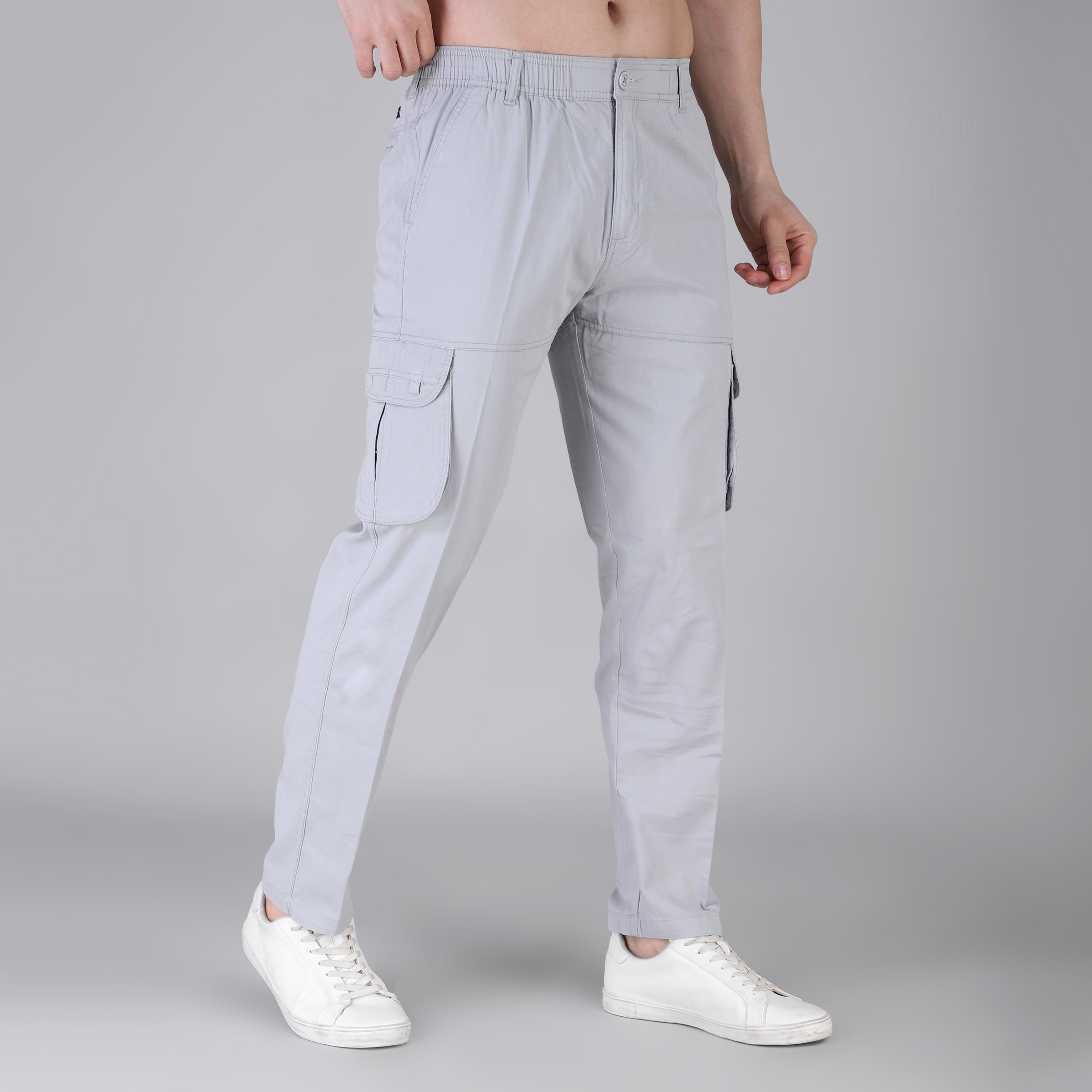 Men's Regular fit multiutility 100% cotton casual cargo trouser (SA19_pure cotton, Black,)