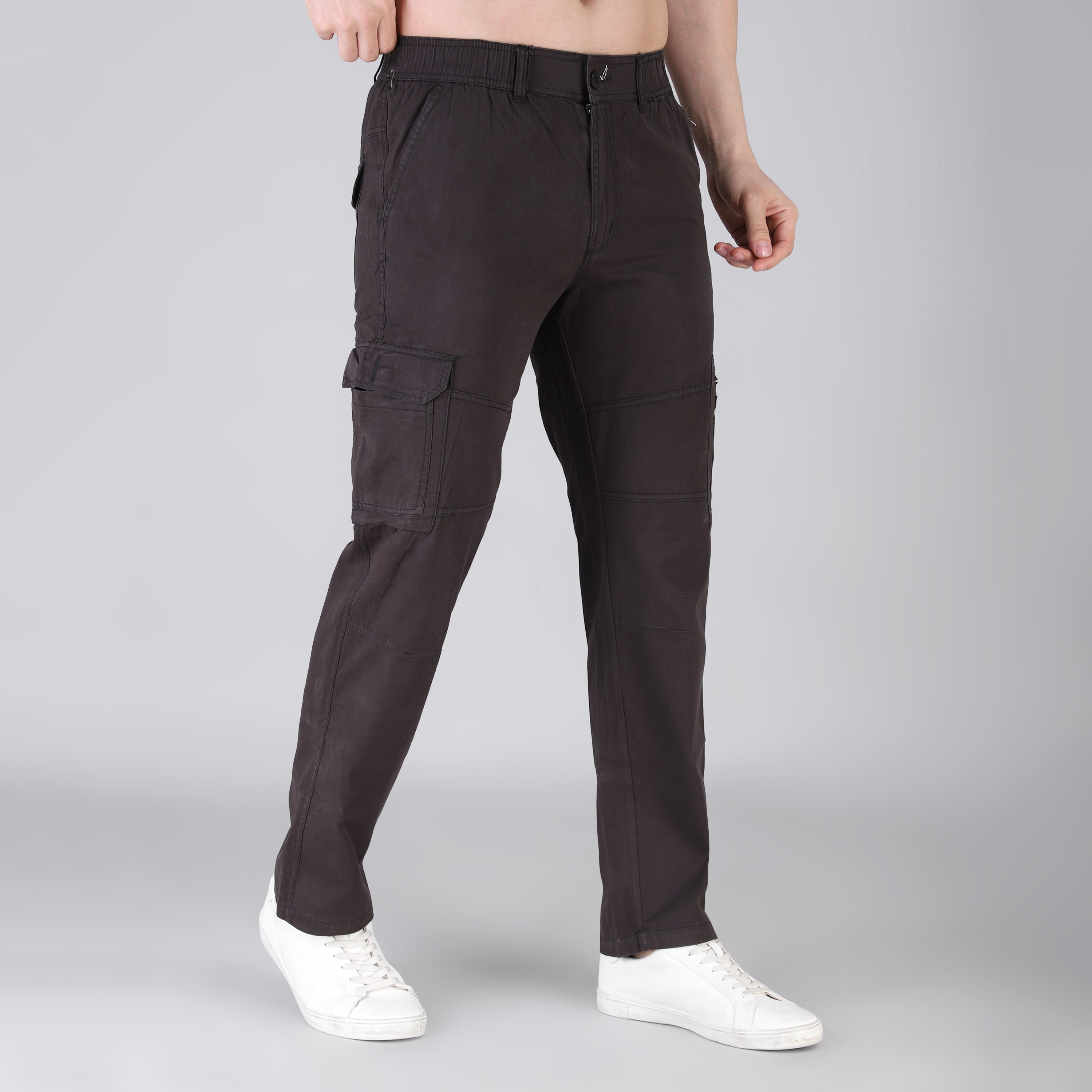 Men's Regular fit multiutility 100% cotton casual cargo trouser (SA30_pure cotton, D.Grey,)
