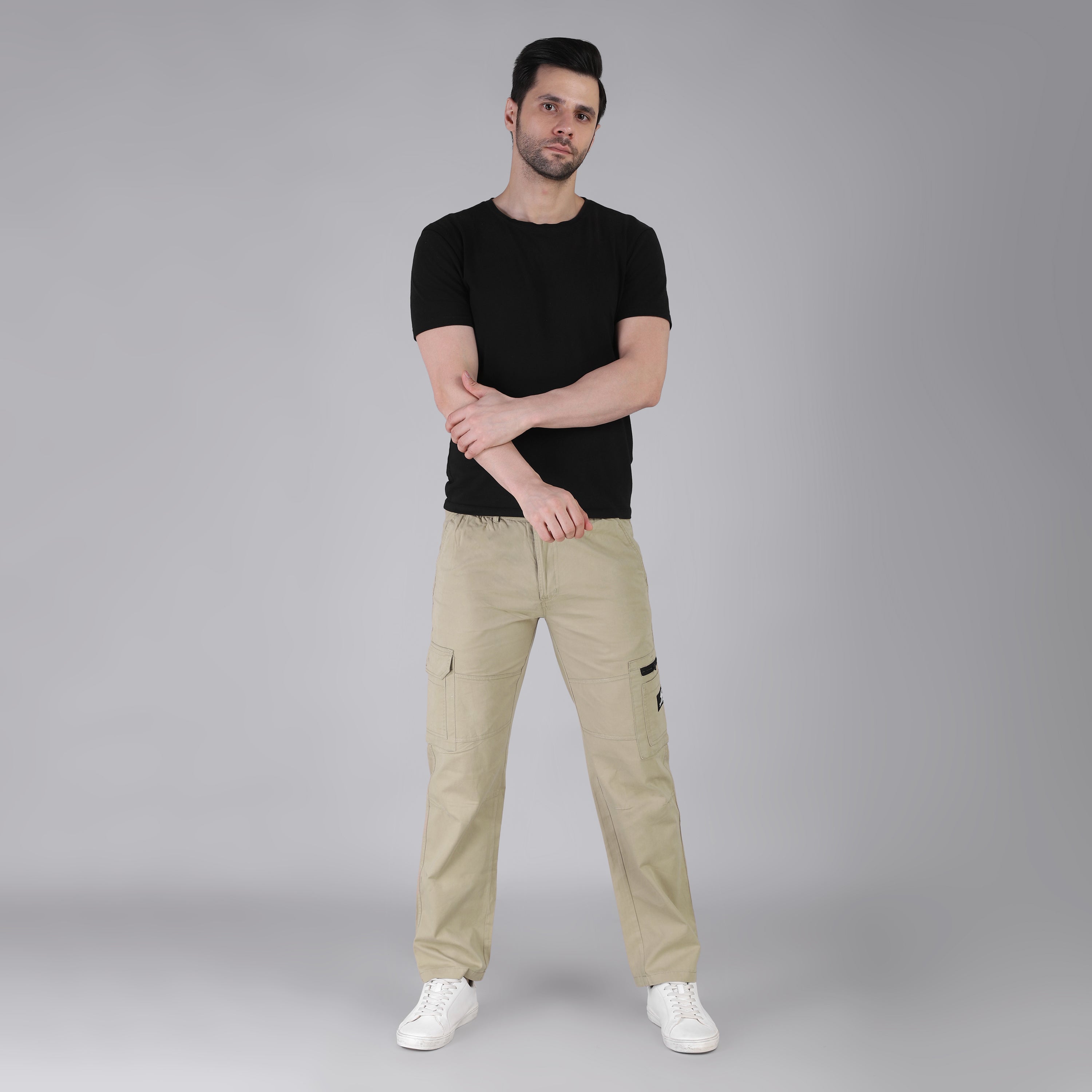 Men's Regular fit multiutility 100% cotton casual cargo trouser (SA30_pure cotton)