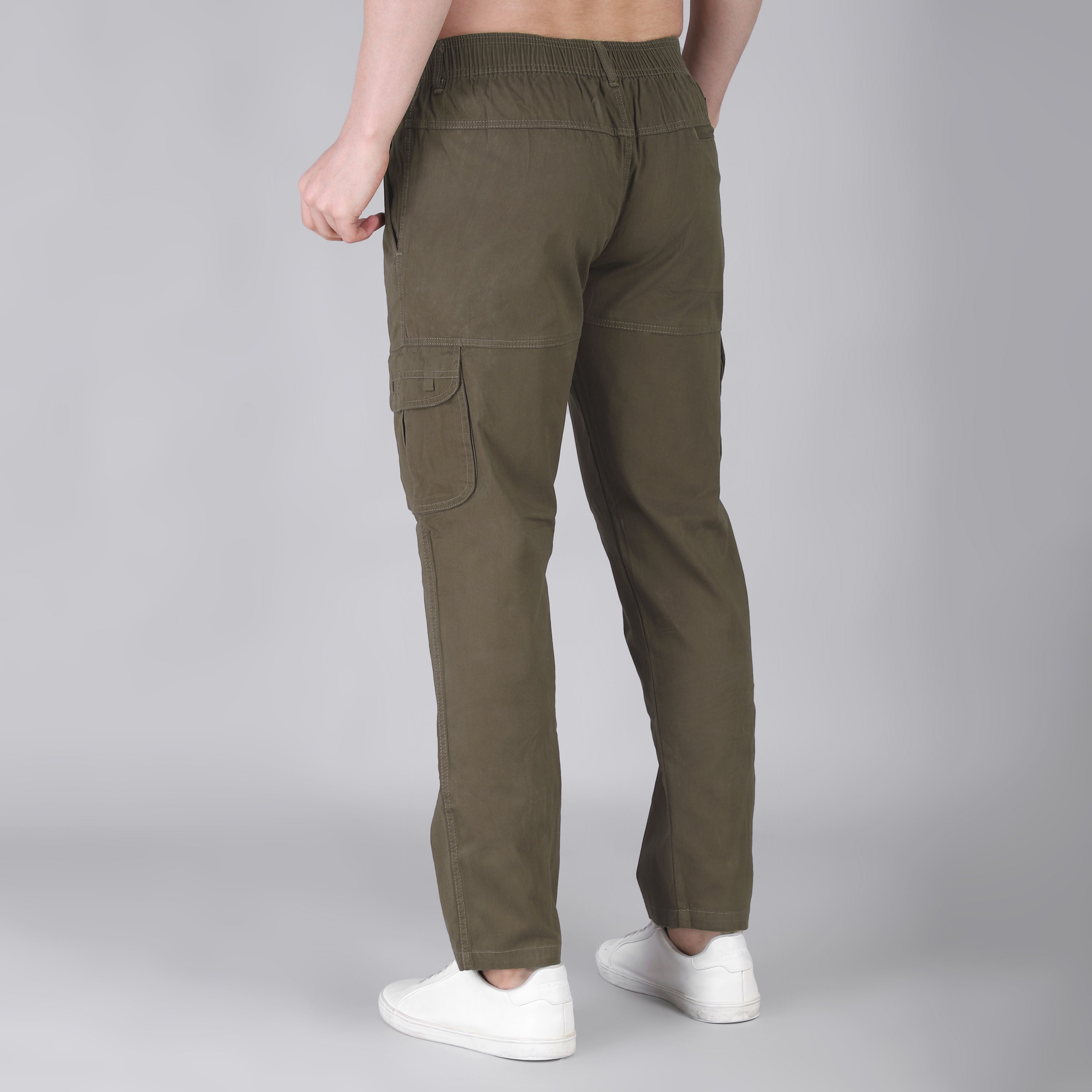 Men's Regular fit multiutility 100% cotton casual cargo trouser (SA19_pure cotton, Black,)