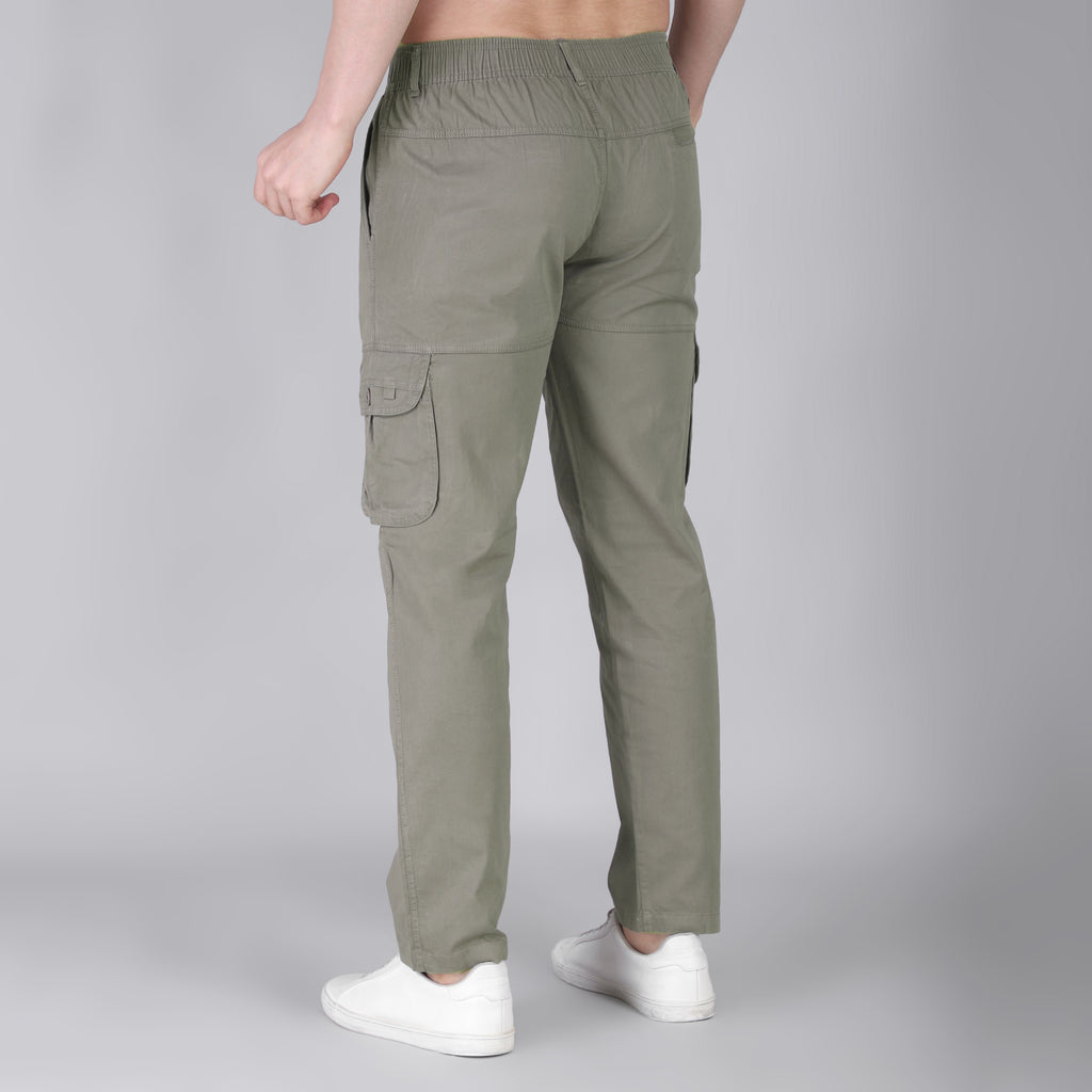 Men's Regular fit multiutility 100% cotton casual cargo trouser (SA19_pure cotton, Black,)