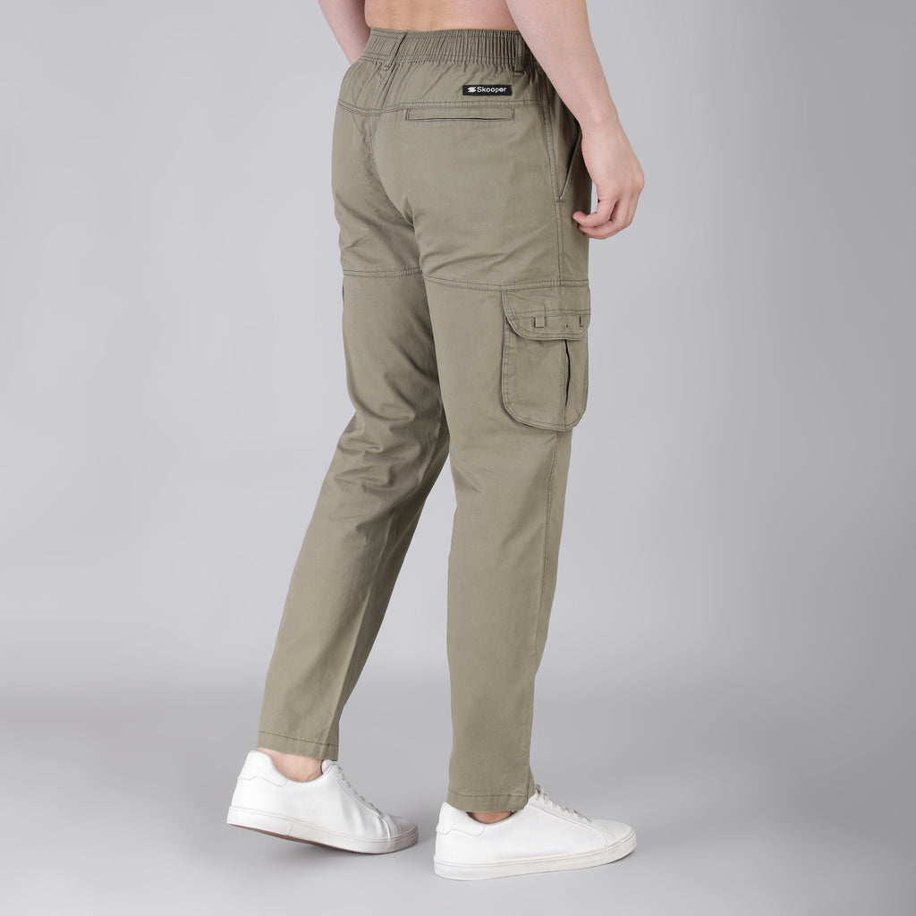 Men's Regular fit multiutility 100% cotton casual cargo trouser (SA19_pure cotton, Black,)