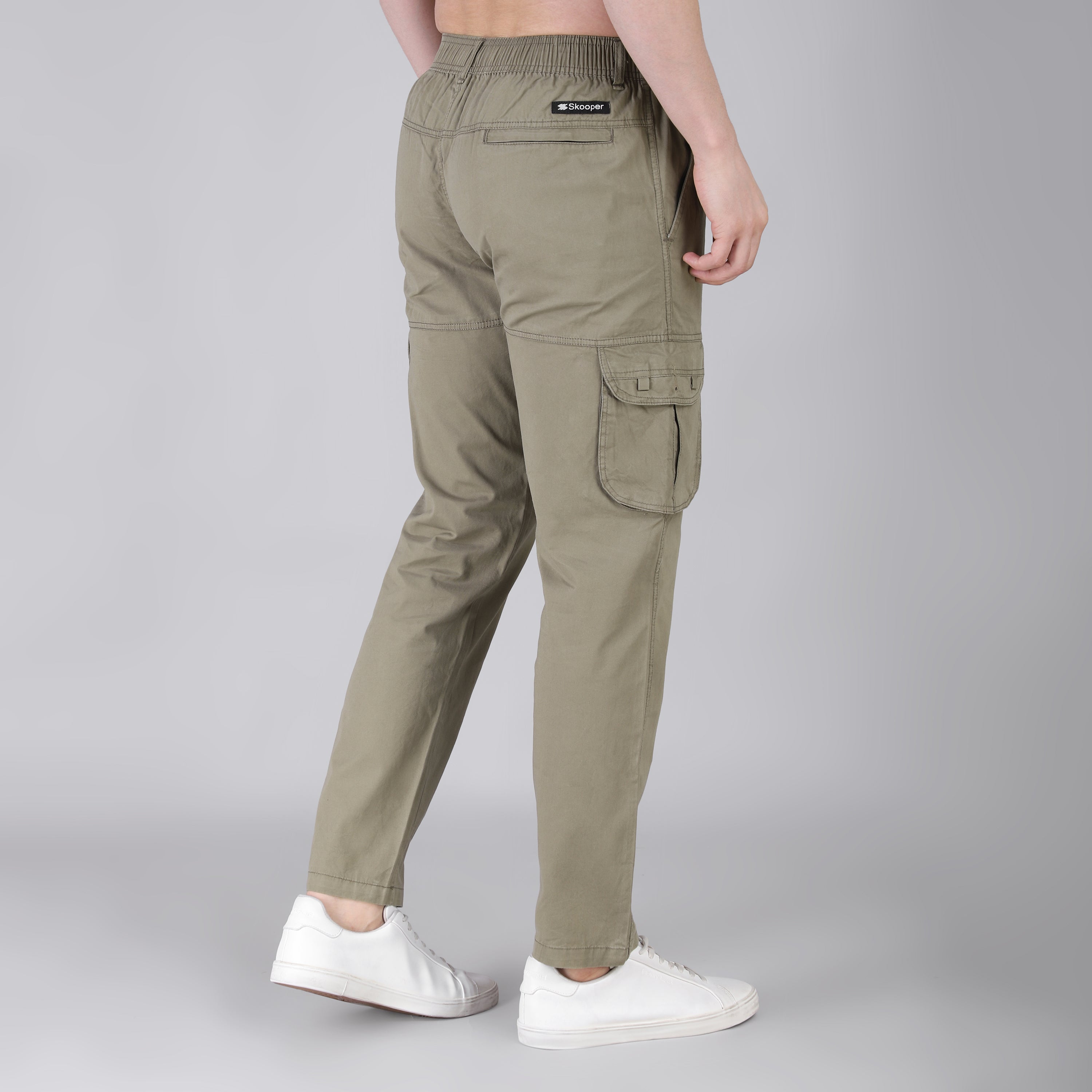 Men's Regular fit multiutility 100% cotton casual cargo trouser (SA19_pure cotton, Black,)