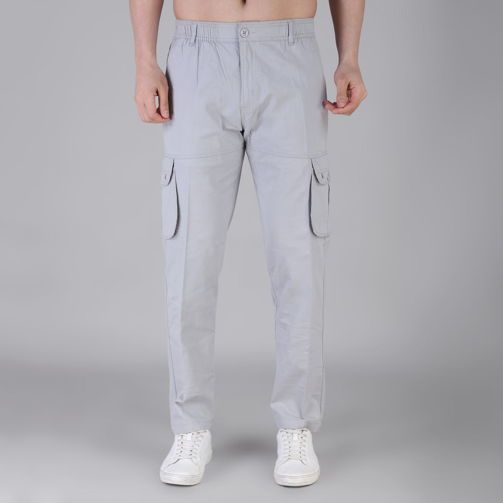 Men's Regular fit multiutility 100% cotton casual cargo trouser (SA19_pure cotton, Black,)