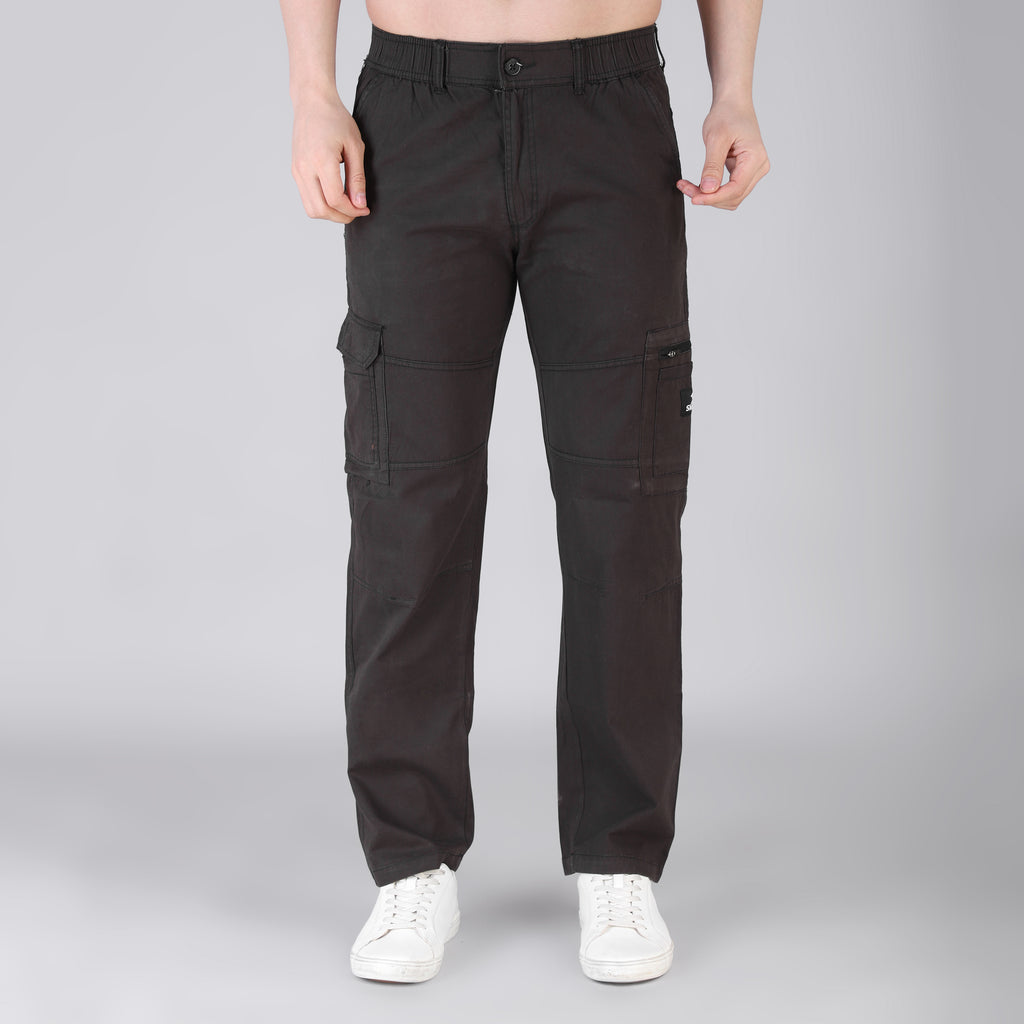 Men's Regular fit multiutility 100% cotton casual cargo trouser (SA30_pure cotton, D.Grey,)