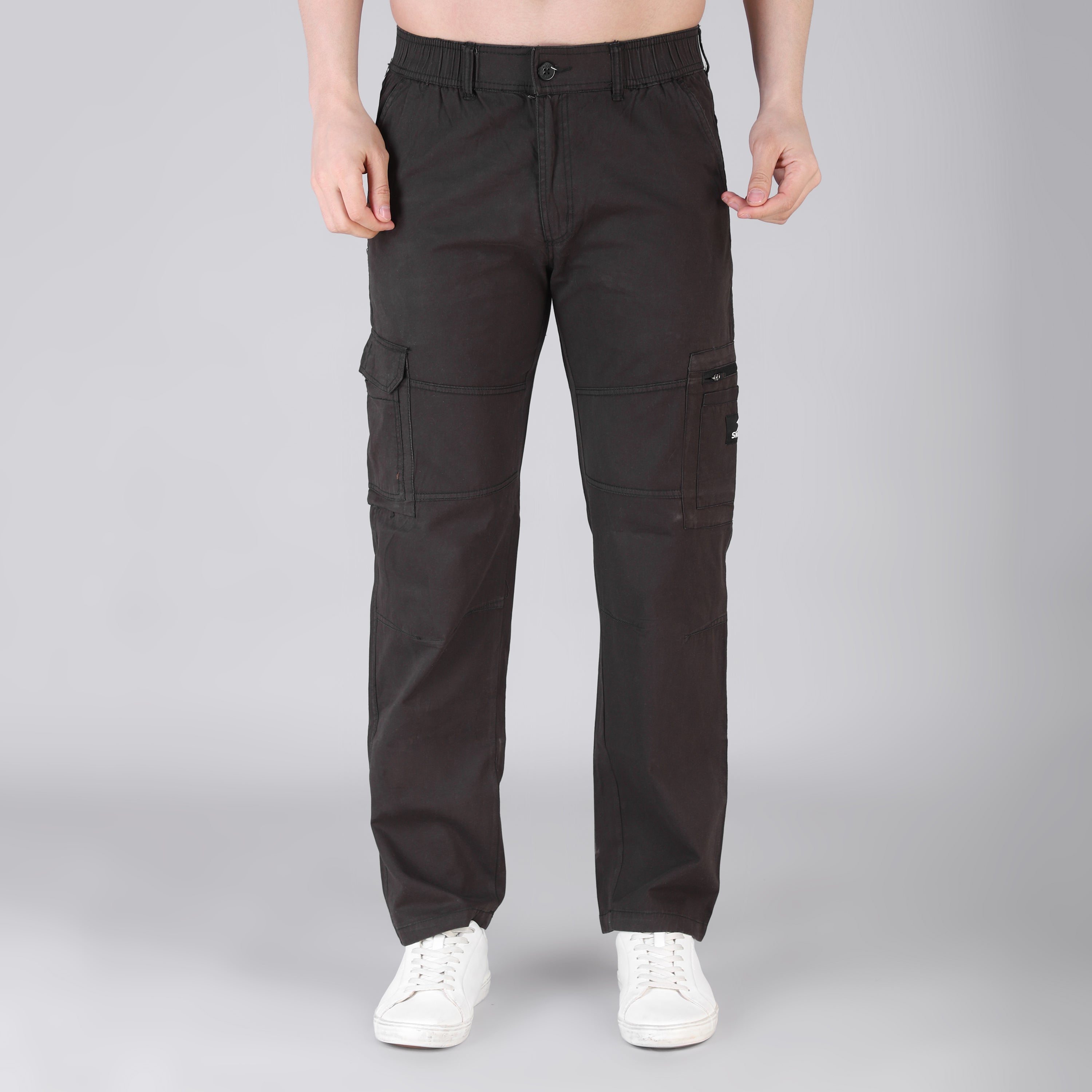Men's Regular fit multiutility 100% cotton casual cargo trouser (SA30_pure cotton, D.Grey,)