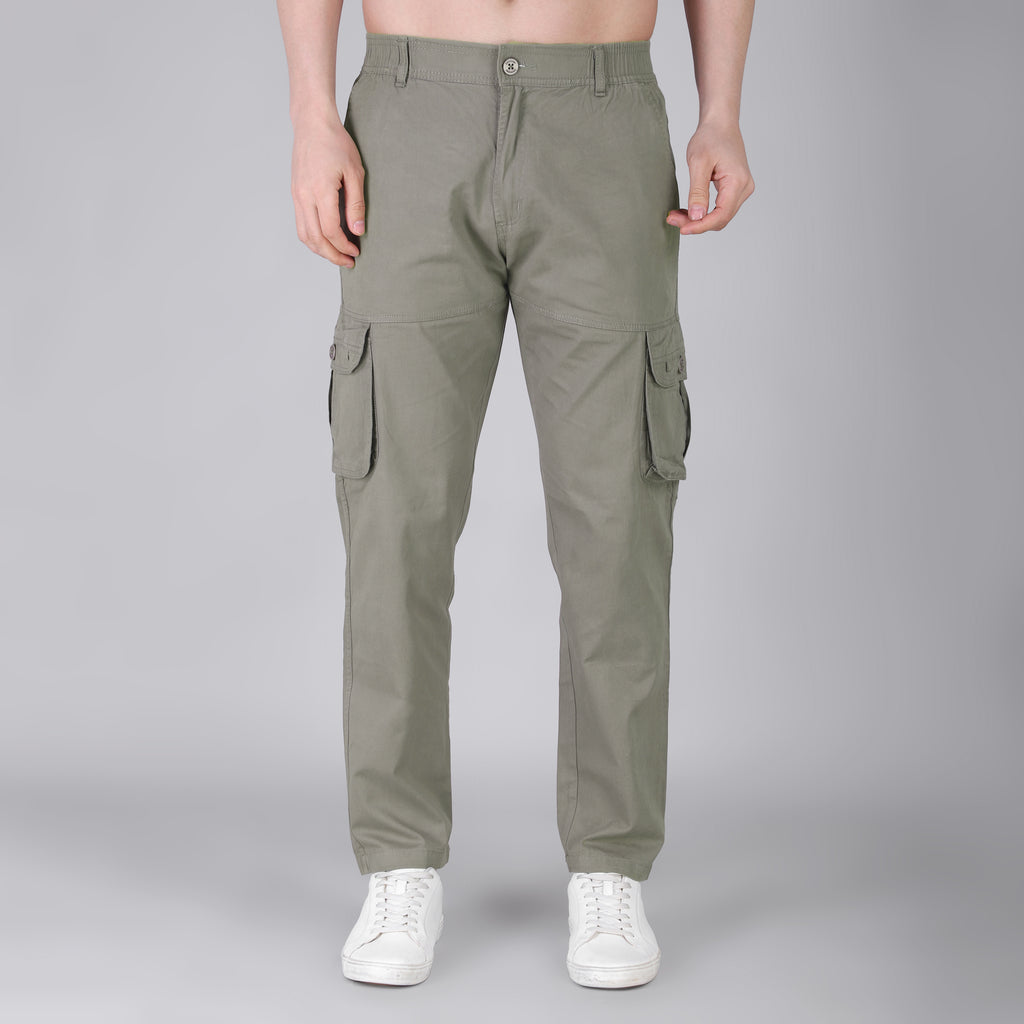 Men's Regular fit multiutility 100% cotton casual cargo trouser (SA19_pure cotton, Black,)