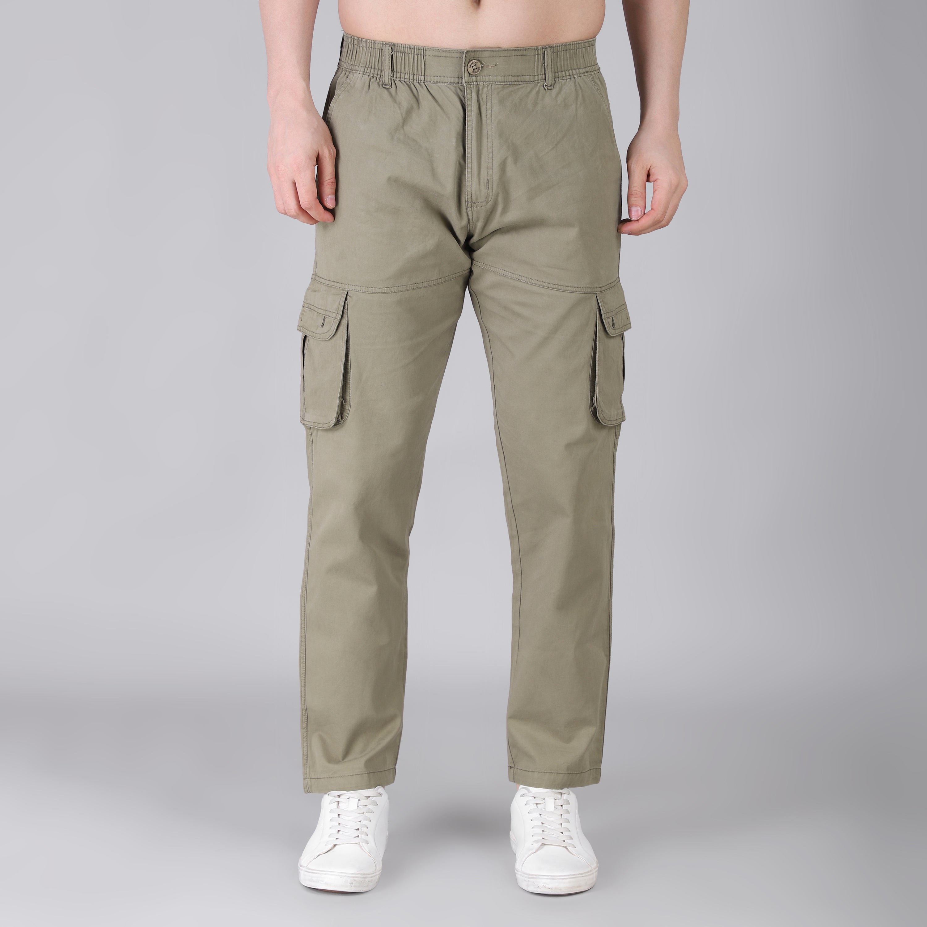 Men's Regular fit multiutility 100% cotton casual cargo trouser (SA19_pure cotton, Black,)