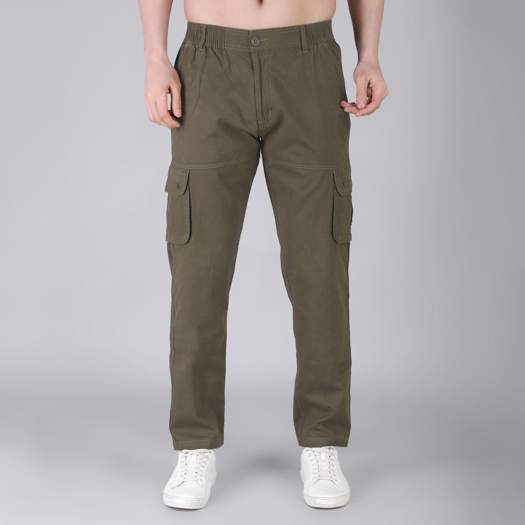 Men's Regular fit multiutility 100% cotton casual cargo trouser (SA19_pure cotton, Black,)
