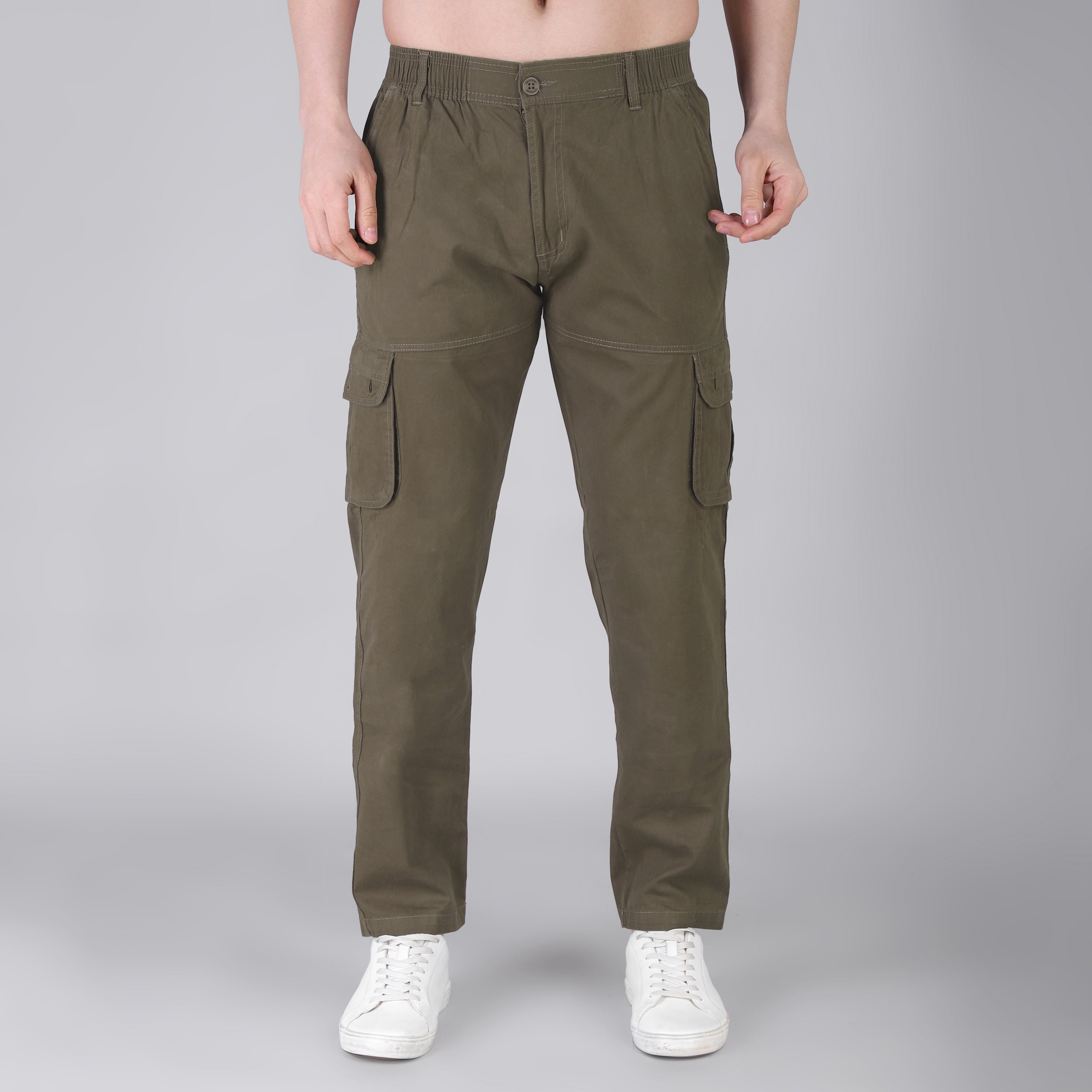 Men's Regular fit multiutility 100% cotton casual cargo trouser (SA19_pure cotton, Black,)