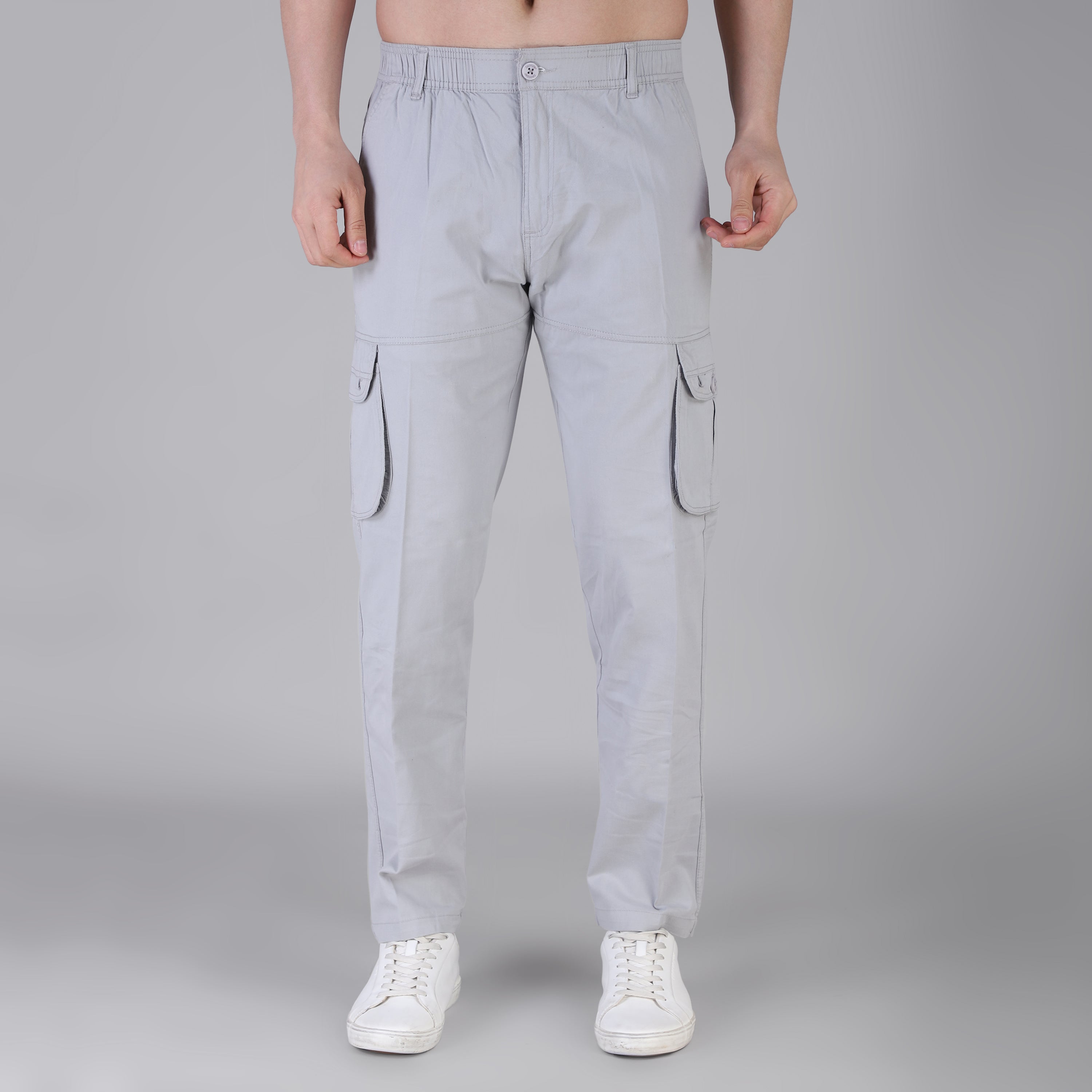 Men's Regular fit multiutility 100% cotton casual cargo trouser (SA19_pure cotton, Black,)