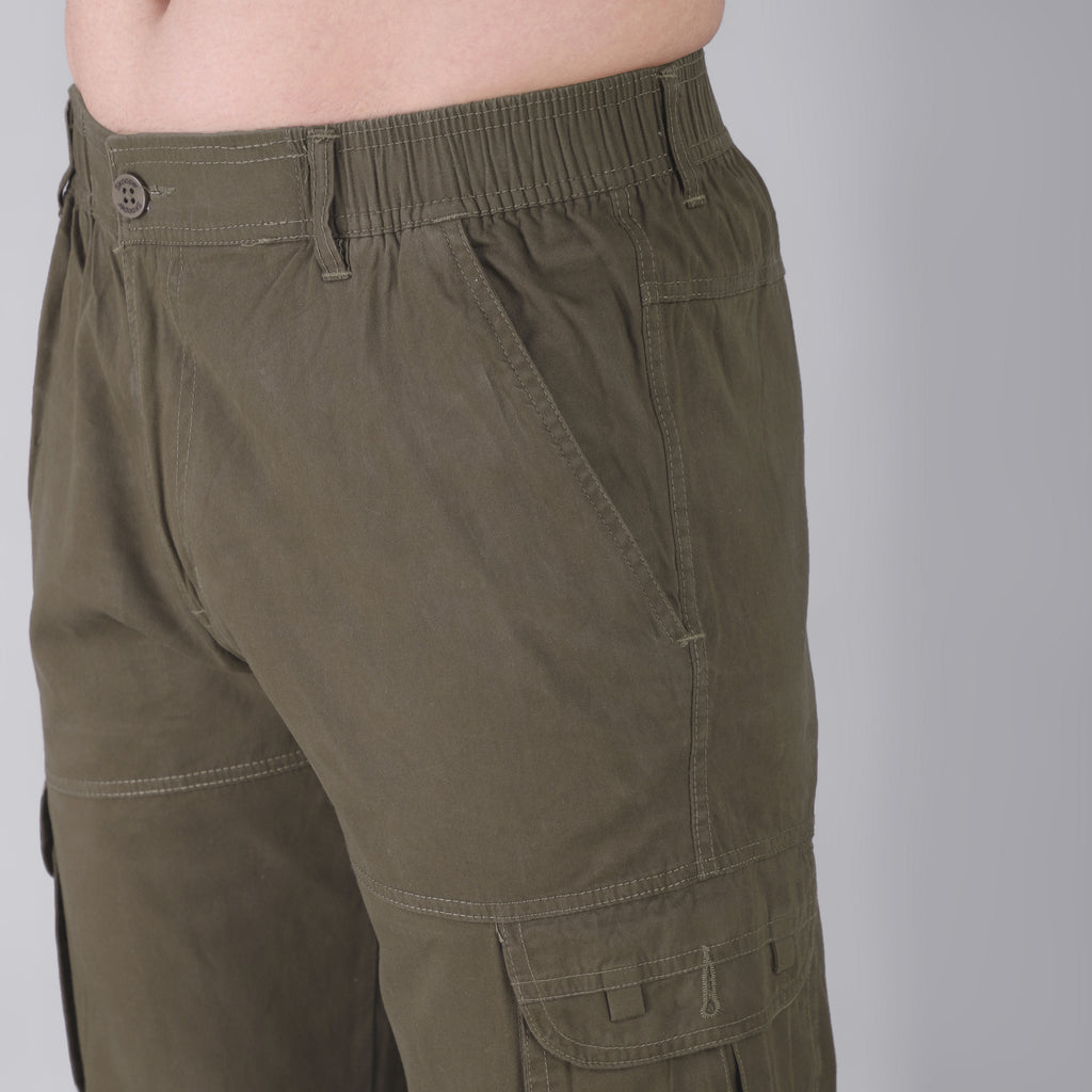 Men's Regular fit multiutility 100% cotton casual cargo trouser (SA19_pure cotton, Black,)