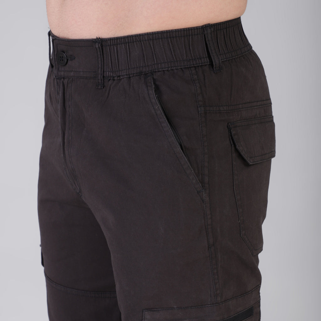Men's Regular fit multiutility 100% cotton casual cargo trouser (SA30_pure cotton, D.Grey,)
