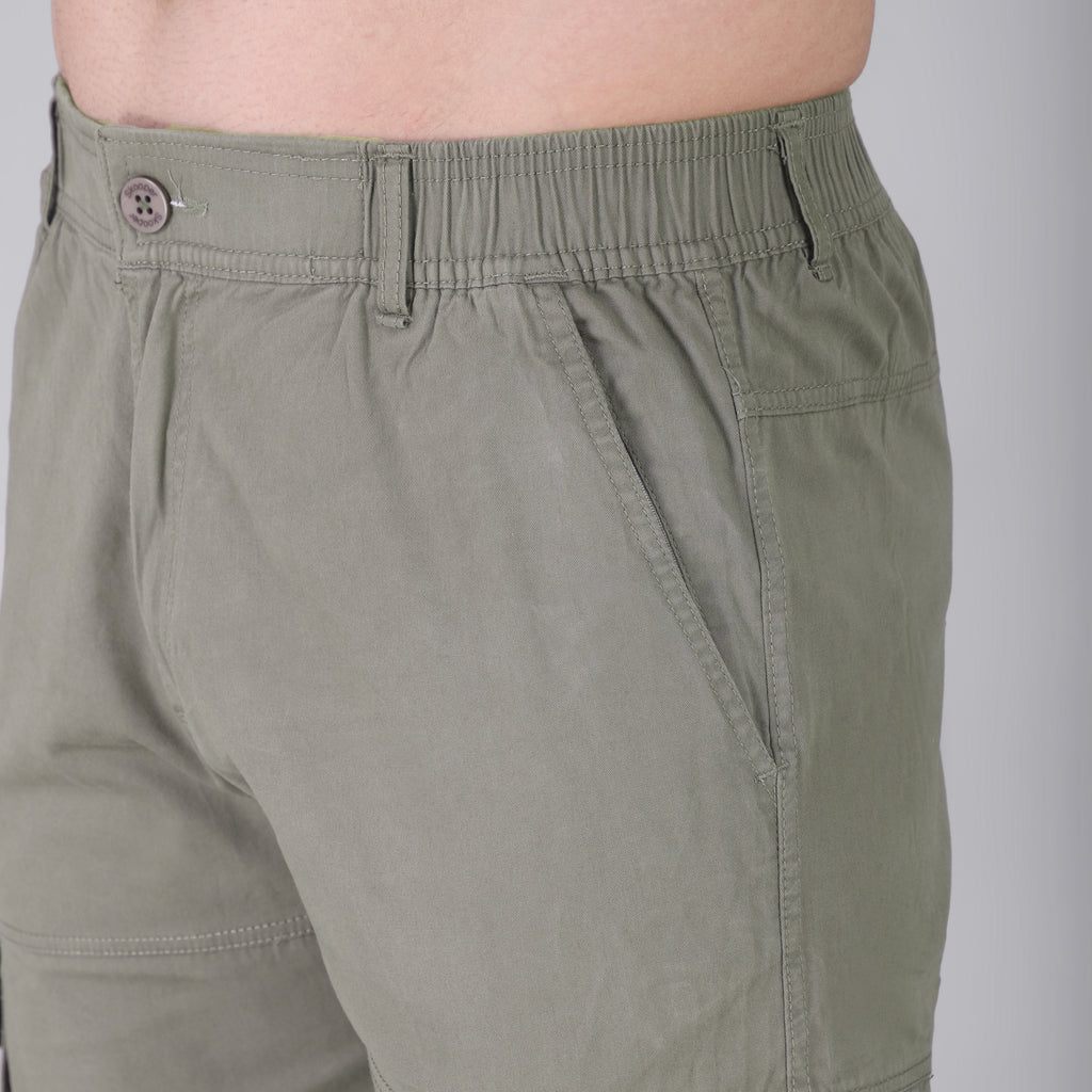 Men's Regular fit multiutility 100% cotton casual cargo trouser (SA19_pure cotton, Black,)